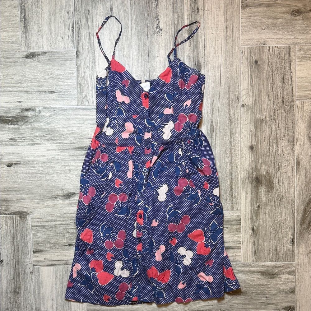 Cooperative Navy and White Cherry Patterned Fabric Size Small